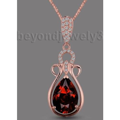 Fantastic Jewelry Pear 8x12mm Garnet In 14Kt Rose Gold Beauty Wedding Pendant WP038