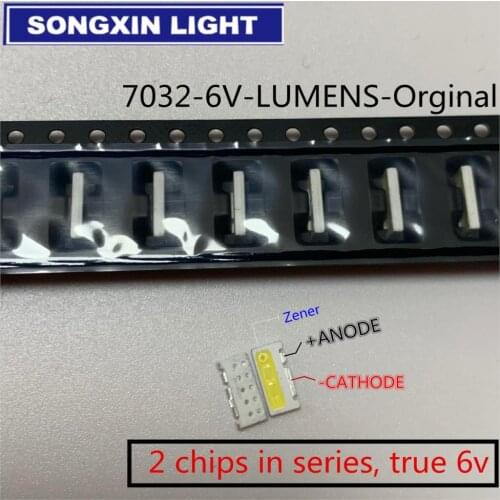 100PCS/Lot Edge SMD LED 7032 6V Lumens 1W 160mA New and Original Cool White High Power For TV LCD Backlight for TV Application