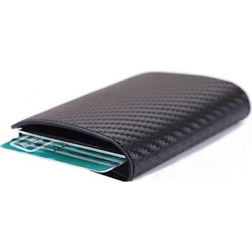 Carbon Fiber PU Leather Holder Vintage Bank Cardholder Case Bag Mini Bag RFID Block Protection Credit Card Holder