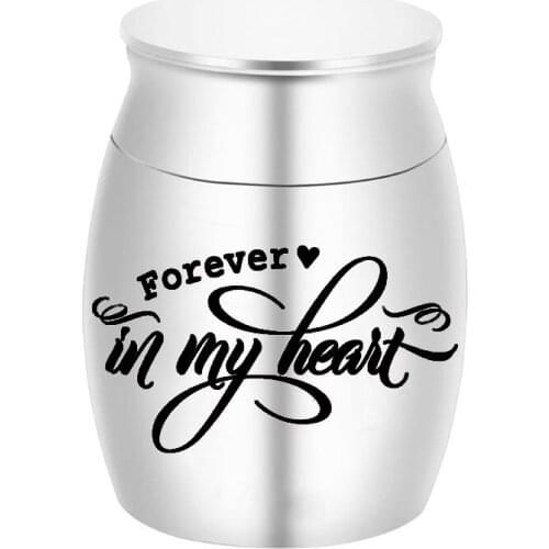 Aluminum Alloy Urn Metal Pet Ashes Memorial 5 Colors Optional Small Memorial Urn-Forver In My Heart