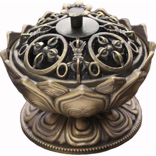 Lotus Shape Zinc-copper Alloy Incense Brass Mini Sandalwood Censer Creative Home Office Decor Incense Holder Antique Lotus 2020