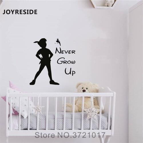 JOYRESIDE Never Grow Up Wall Decal Vinyl Sticker Decor Boys Children Room Living Room Bedroom Home Playroom Decoration MuralA375