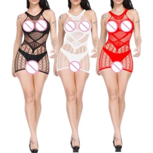 Fashion Nightgown Sexy Lingerie Female Underwear Baby Dolls Catsuit Elastic Dress net Exotic Hot Women Sleepwear Sex Costumes