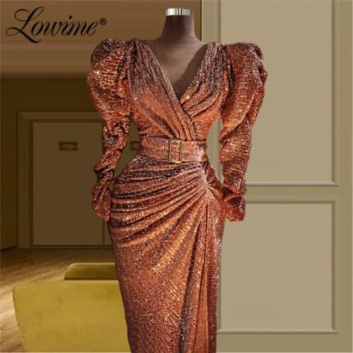V Neck Sequins Evening Dresses Pleats Mermaid Long Sleeves Prom Dress 2021 Customized Plus Women Dress Evening Wear Party Gowns