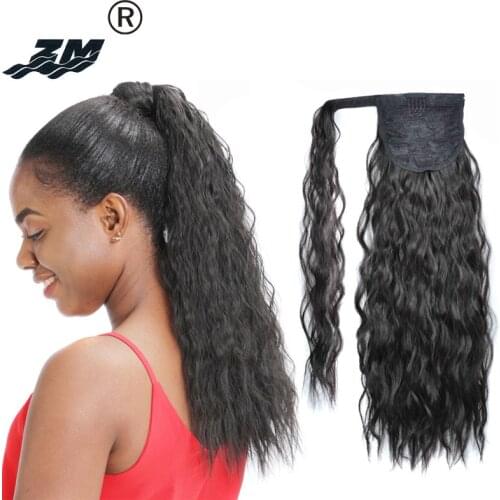 ZM Hair Long Afro Kinky Curly Synthetic Hairpiece Ponytail Drawstring Clip-In Pony Tail Hair Extensions Natural Wave Ponytail