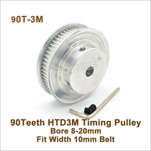 P0WGE 90Teeth 3M Timing Pulley Bore 8/10/12/15/16/19/20mm Fit W=10mm 3M Timing Belt 90T 90Teeth HTD3M Synchronous Pulley 90-3M