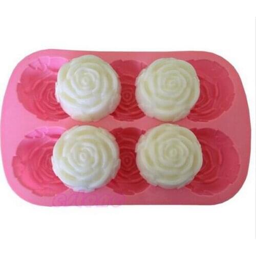 100pcs/lot, 100% silicone rubber 6 holes rose silicone cake mould/ silicone cake tools/baking tools /cake pan