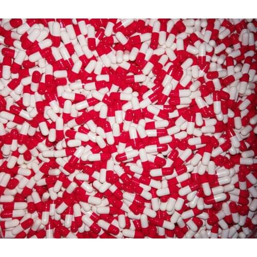2# 5,000pcs! Red-White colored Empty Capsules, Vacant Capsules, Hollow Gelatin Capsules(Joined or Seperated Capsules Available)