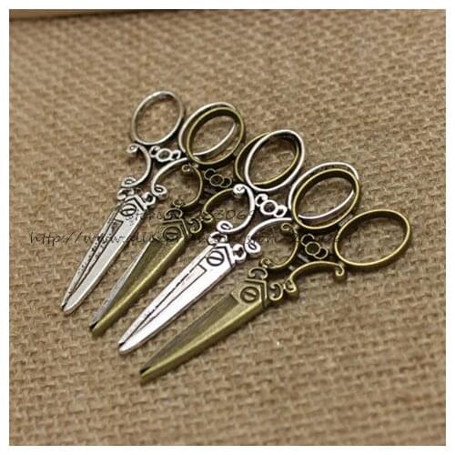 20pcs/lot 25*60mm Zinc Alloy Big Scissors Charm Vintage Color Pendants Jewelry Charms T0368