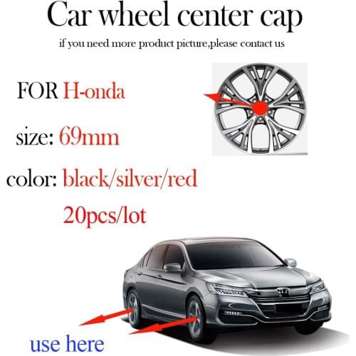 20pcs/lot 60mm 69mm silver/Black/Red H car Emblem Badge Wheel Hub Caps Rims Cover For car wheel center cap