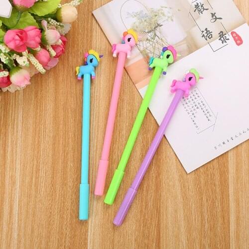 24 pcs Cartoon Unicorn Gel Pen Creative Student Stationery Pony Cute Office Supplies Sign Pen Wholesale Office Supplies