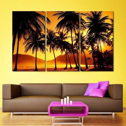 3 pieces canvas painting sunset landscape canvas poster print for living room home decoration no frame