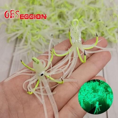 3pcs Luminous Quadruple Reinforced Anchor Hook Sharp Stainless Steel Fishing Lure Hooks Artificial Four Fork Four Claw Hooks