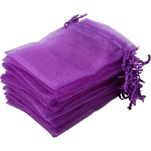 30 PCS Gift Bag Purple Organza Jewelry Pouch