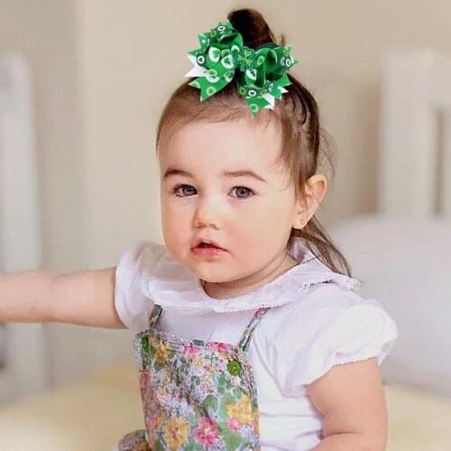 4.5 Inch Girls Hairpin Swallow Tail Bow Womens Elegant Headdress Green Belt Clover Accessories Square Clip New Style