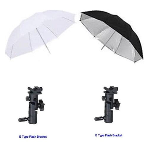 4 in1 2pcs Swivel Flash hot shoe umbrella holder bracket E + 1pcs 33 flash umbrella and 1pcs translucent Umbrella