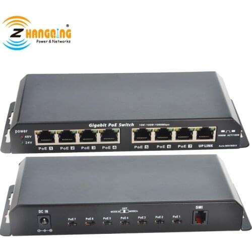 7+1 Port 10/100/1000Mbps Passive Gigabit PoE Switch 802.3af or 24V For IP Camera, VOIP Phone, WiFi Access Point, MikroTik