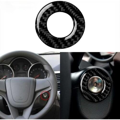 Car Ignition Key Ring Circle Sticker Start Switch Hole Frame Cover Carbon Fiber Auto Accessories For Chevrolet Cruze 2009-2015