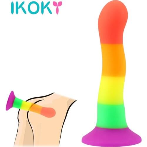 IKOKY Colorful Dildo Silicone Fake Penis with Suction Cup Adult Products Anal Vagina Stimulator Sex Toys For Women Anal Dildo