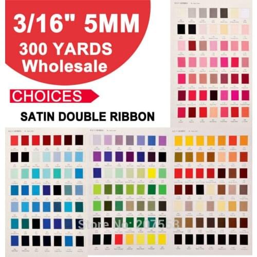 Free Shipping 3/16"(5mm) 300yards/roll Double Face Satin Ribbon For DIY Scrapbooking Hairbow