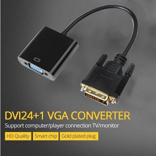 Full HD 1080P DVI Male to VGA Female Adapter DVI-D to VGA Adapter 24+1 25Pin to 15Pin Cable Converter for Computer PC Monitor