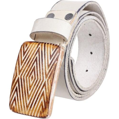 Hongmioo Wooden Belt Bukcle First Layer Leather New fashion Belts For men Russian Retro Belt Free shipping