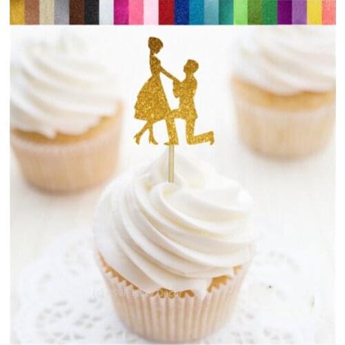 Custom Proposal Cupcake Toppers, Personalised Engagement Toppers, Bridal Shower Topper,Bride and Groom Toppers,Party Decorations