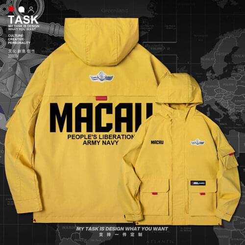 Macau MAC Macao Macanese China men jacket hooded Navy logo army fan trench coat men windbreaker top fashion clothes autumn