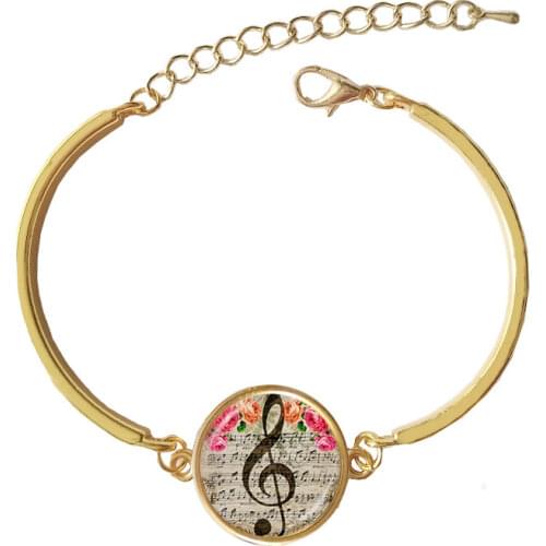 HB43 Classic Bracelet Music Note Bangle Glass Cabochon Dome Charm for women and man gift wonderful free ship