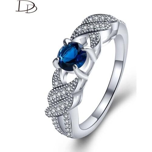 DODO Round Blue AAA Cubic Zircon Rings For Women Fashion Braid Bands Wedding Engagement Jewelry Silver Color Anillos Mujer Dm139