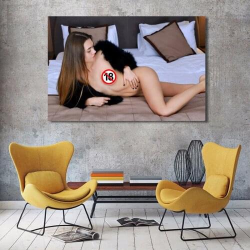 Beauty Cute Face Flirt Girl Sexy Woman Topless Figure Wall Decor Posters Canvas Print Paintings Home Decorations Adult Gift