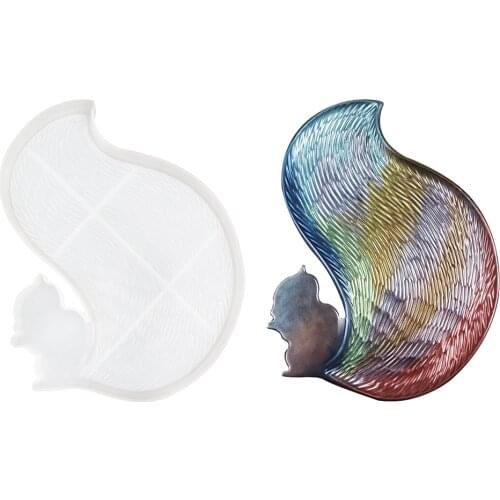 Tray Epoxy Resin Mold Squirrel Tail Dish Tray Jewelry Organizer Plate Show Silicone Mould for DIY Home Decorations Storage Tools