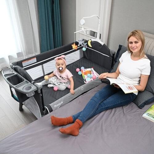 Multifunctional Kid Game Bed Portable Baby Crib for 0-6 years Baby Crib Foldable Baby Bed with Diaper Table Cradle Rocker