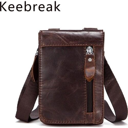 Real Leather Men Waist Bag Casual Design Small Waist Bag Cowhide Fashion Man Bag Waist Belt Pack Cigarette Case 5.5" Phone Pouch