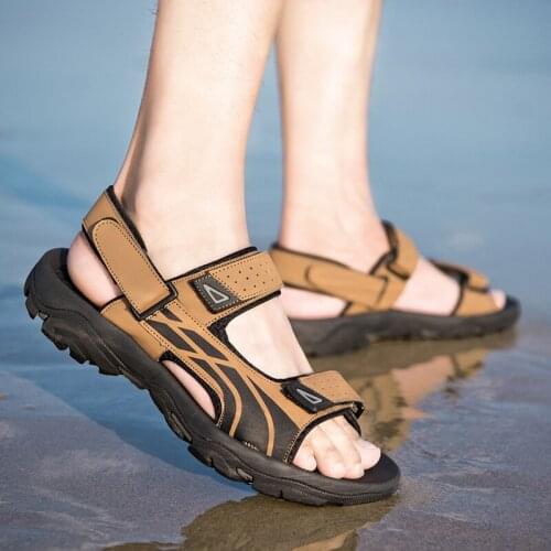 Men 39 s sandals leather outdoor summer shoes new 2019 beach water walking vietnam mens sport italian close toe travel fashion