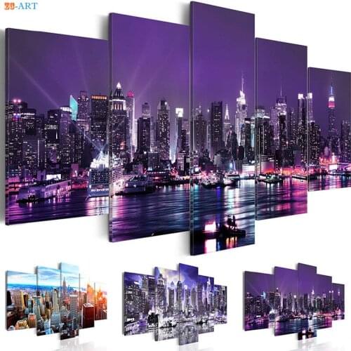 New York Colored Landscape Canvas Painting Wall Art Posters and Prints Wall Art Pictures for Living Room Home Office Decor