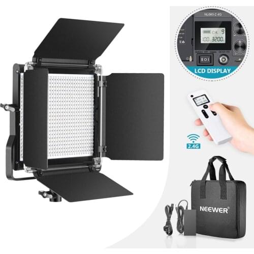 Neewer Advanced 660 LED Video Light, Dimmable Bi-Color LED Panel with LCD Screen and Wireless Remote for Portrait Photography