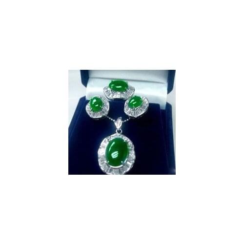 Latest design Nobility beautiful stone true green gem pendant earring ring AAA size 6-9 Wedding 925 fine jewelry Watch
