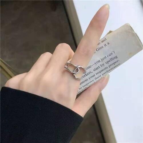 2021New Korea Temperament Simple Matching Rings Across Rings for Couples Anniversary Gift for Lover Wholesale Gothic