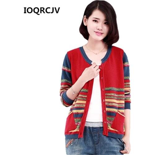 New Knit Cardigan Women Spring Autumn Stripe Sweater Coat Loose Long Sleeved Jacket Female Casual Outwear Tops pull Femme L126