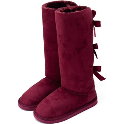 HOT 2021 Winter New High-tube Fashion All-match Warm Thick Snow Boots with Bow Knot Snow Boots Women Flat-heel Snow Boots