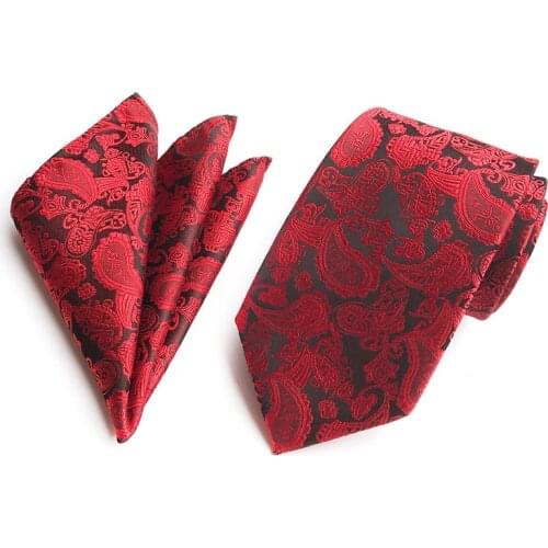 New Polyester silk Material Stylish Suit for Men Tie and Pocket Square Set for Business Party
