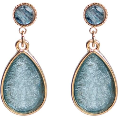 Wholesale S925 Silvery Needle Drop-Shaped Resin Ear Pendant Geometric French Retro Elegant Simple Earrings Female Wholesale