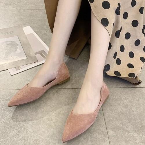 Autumn Ladies Pointed Toe Flats Shoes Slip on Casual Boat Shoes Womens Flat Loafer Shoes Black Pink Zapatos Mujer U19-99