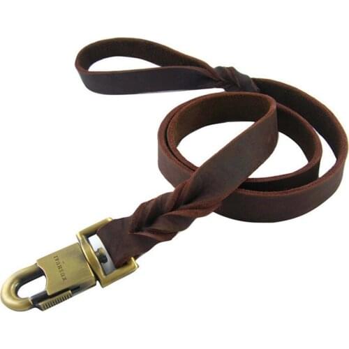 90/120/150CM Thick leather luxury large dog leather leash dog training leash pet rope training walking real leather dog leash