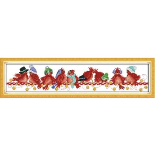 Christmas birds (2) cross stitch kit 14ct 11ct pre stamped canvas cross stitching animal embroidery DIY handmade needlework