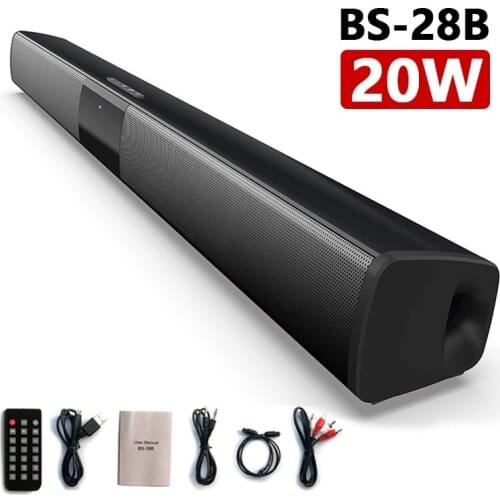 20W TV Soundbar Home Theater Bass Bluetooth Speaker Wireless Portable Column Music Center Subwoofer FM for TV Computer Speakers