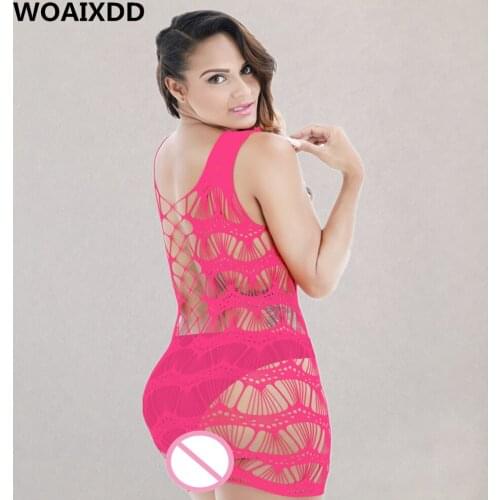 Plus Size Sexy Hollow Fishnet Dress Women LArge Mesh Sexual Lingerie Adult Female Porn Intimates Underwear Sexy Girl Chemise