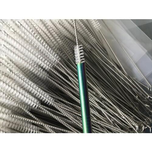WOWSHINE Free Shipping 100pcs/lot Thickened Stainless Steel Straw Brush Length 20cm Fit For 8mm Diameter Straws
