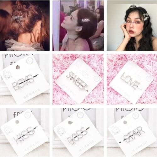 Chic Hairpin Girls Crystal Rhinestone Words Hair Barrette Hair Clips Headwear